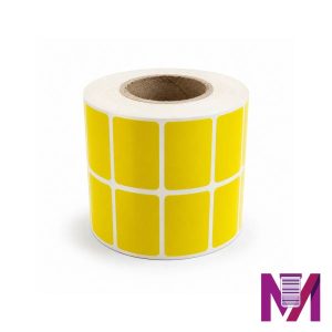 رول لیبل ریبون خور 30×45 کاغذی زرد دو ردیفه